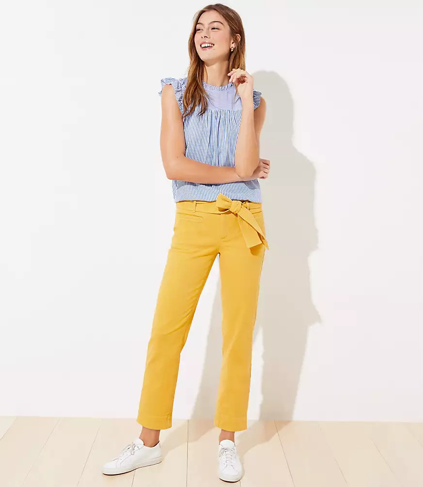 Slim Tie Waist Ankle Pants | LOFT