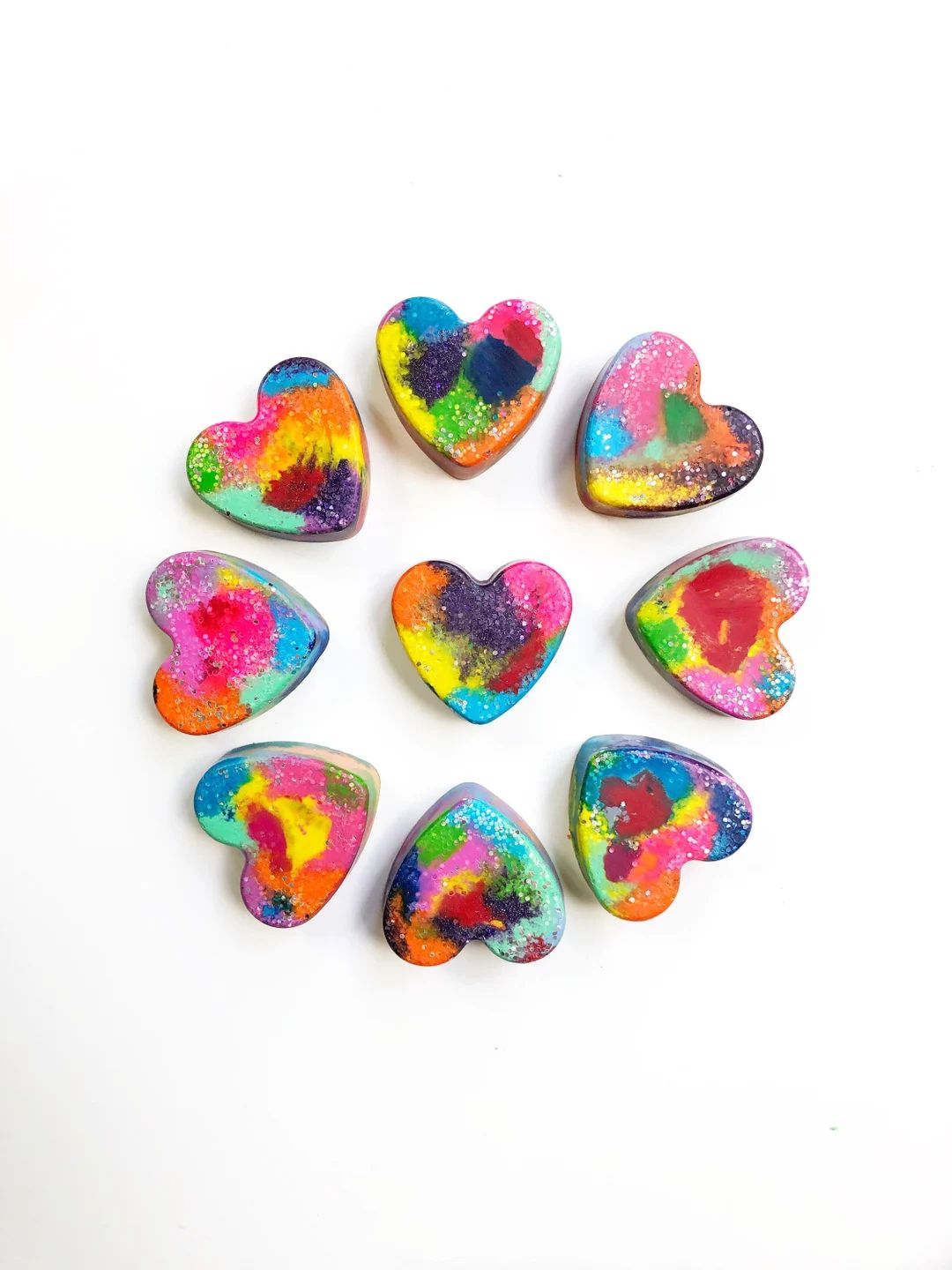 Glitter Heart Shaped Crayons Valentine Crayons Rainbow - Etsy | Etsy (US)