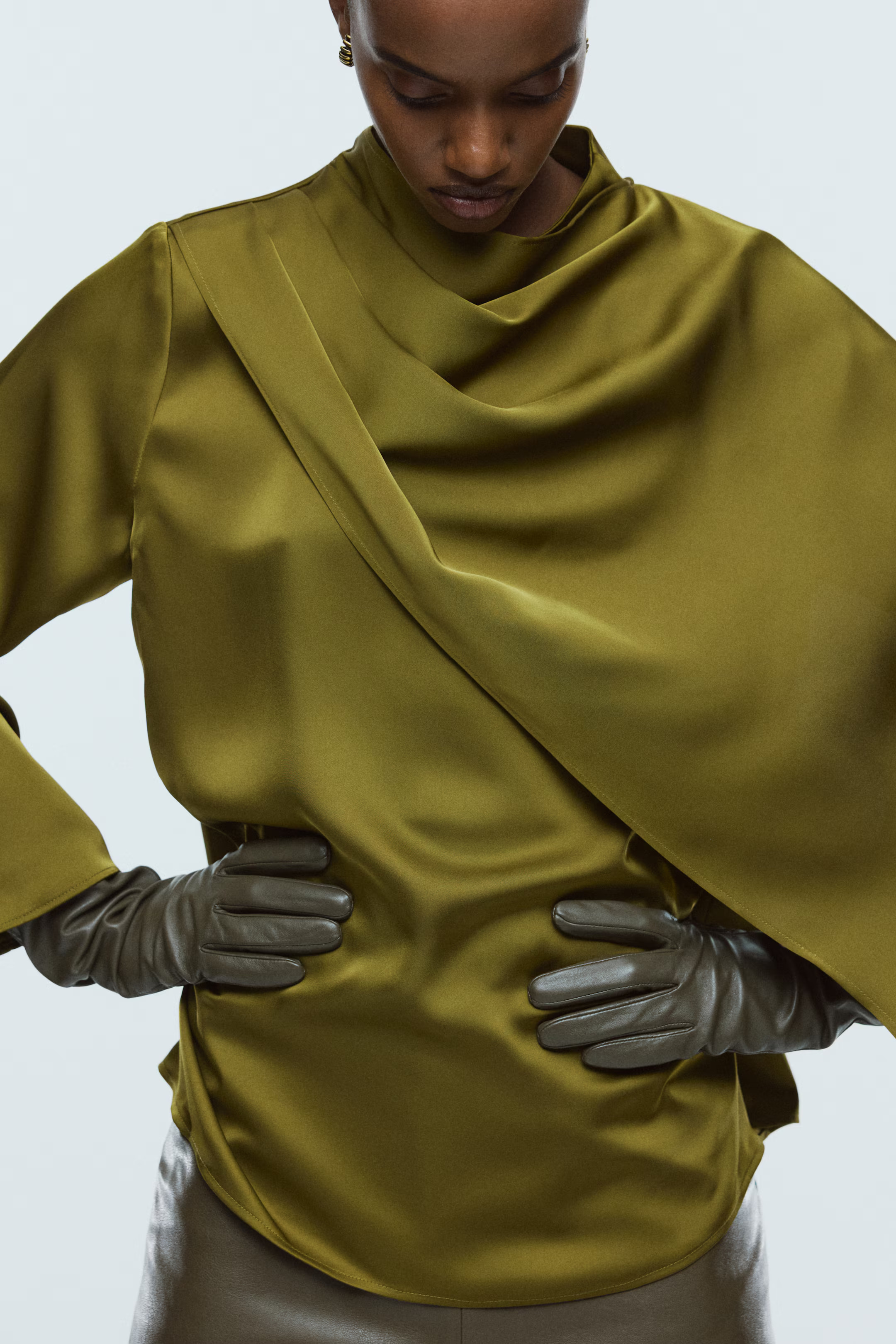 Shawl-Detail Satin Blouse | H&M (US + CA)