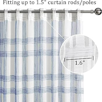 Randall Geometric Check Curtain Panel Pairs 84 Inches Long Linen Blend Semi-Sheer Backtab Rod Poc... | Amazon (US)