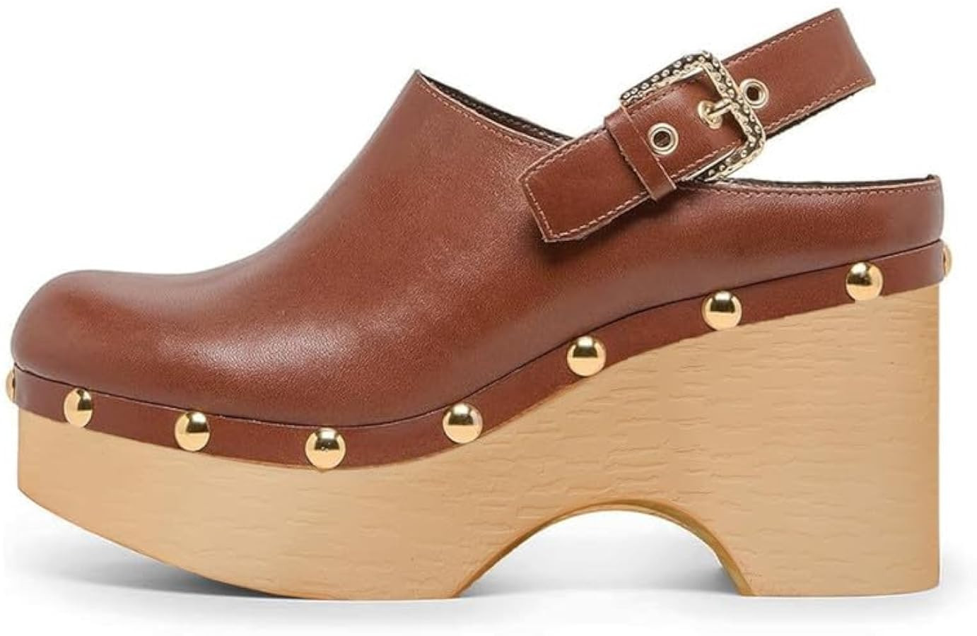 MAVMAX Studded Clogs for Women Platform Heeled Mules with Back Strap Retro Closed Toe Wedge Heel ... | Amazon (US)