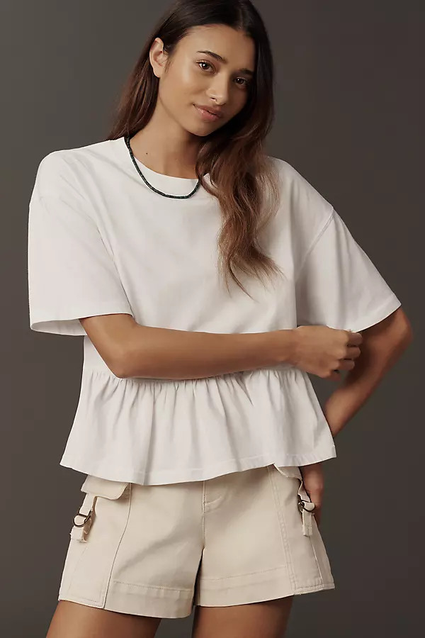 THE GREAT. Oversized Ruffle T-Shirt | Anthropologie (US)
