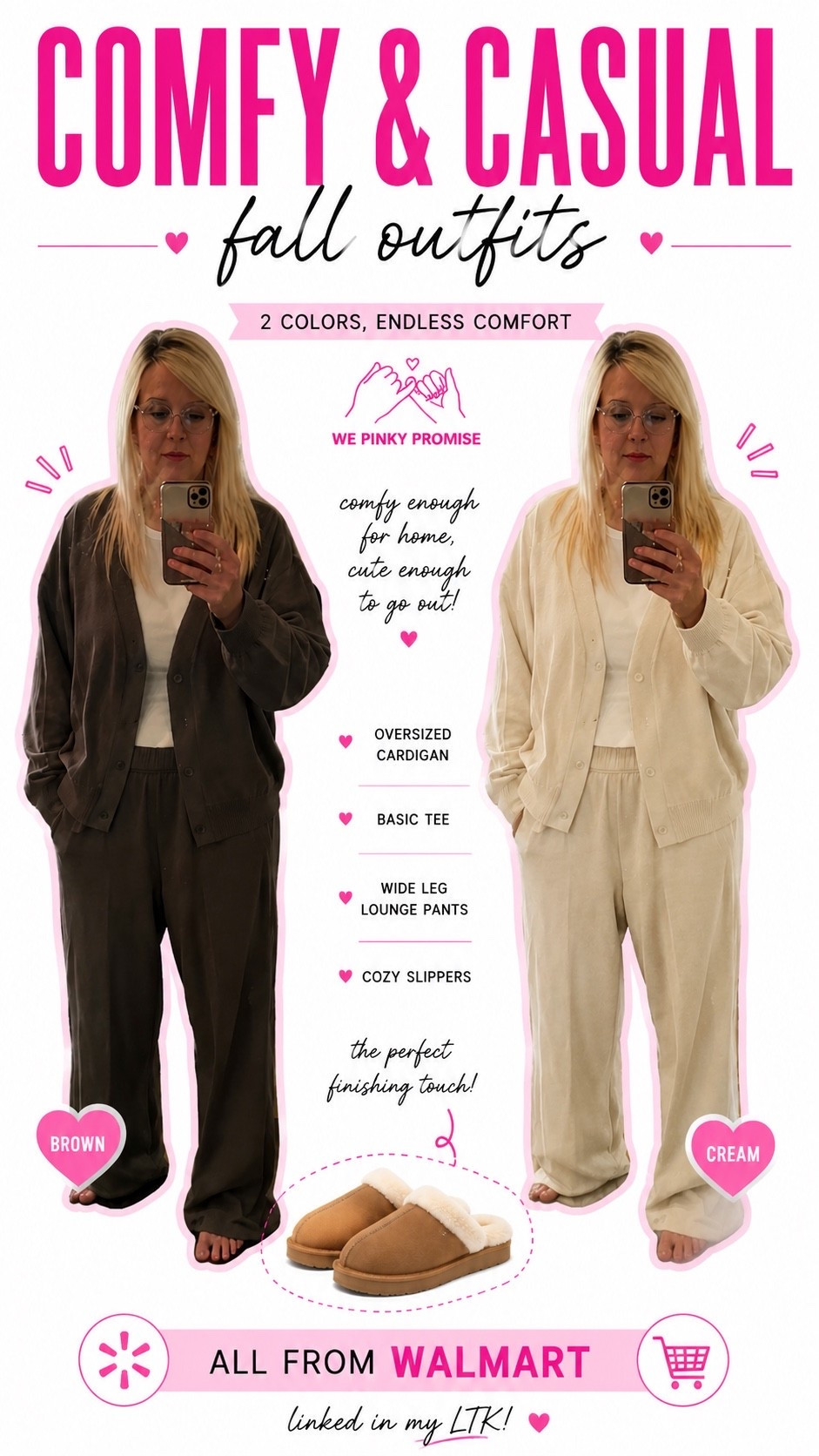 ☁️ Comfy season is officially here. 🤎🤍

I couldn’t decide which color I loved more… so I grabbed both. 😅

These Walmart lounge sets are soft, cozy, and the kind of outfit you’ll wear on repeat all fall. Perfect for running errands, grabbing coffee, working from home, or staying in with a cozy blanket.

✨ Available in multiple colors
✨ Relaxed fit
✨ Mix-and-match friendly
✨ Budget-friendly Walmart find

Linked here in my LTK! Which one are you picking… 🤎 Brown or 🤍 Cream? 🍂🍁 #LTKFall