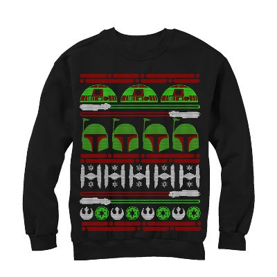 Men's Star Wars Ugly Christmas Boba Fett  Sweatshirt - Black - Medium | Target