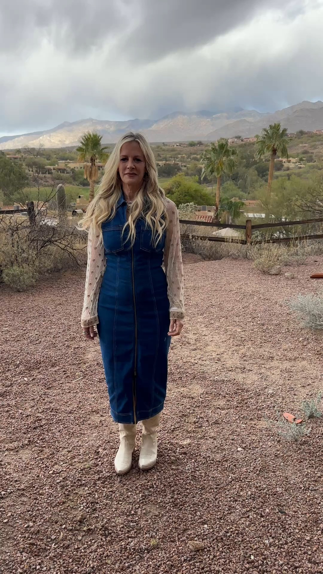 Action 😊 Heading out to dinner in Tucson, AZ with friends and colleagues from our feature film Long Shadows. I went for a layered denim look—this denim dress from Anthropologie is the perfect mix of laid-back and chic, layered with a sheer embellished top from Free People and finished with my go-to Tecovas Cowboy boots.

Loving this easy western-inspired vibe that works for spring evenings and casual nights out. Western chic 💙

Red Carpet of Life, LTK over 50, Tiiu Loigu

#LTKTravel #LTKFestival #LTKStyleTip