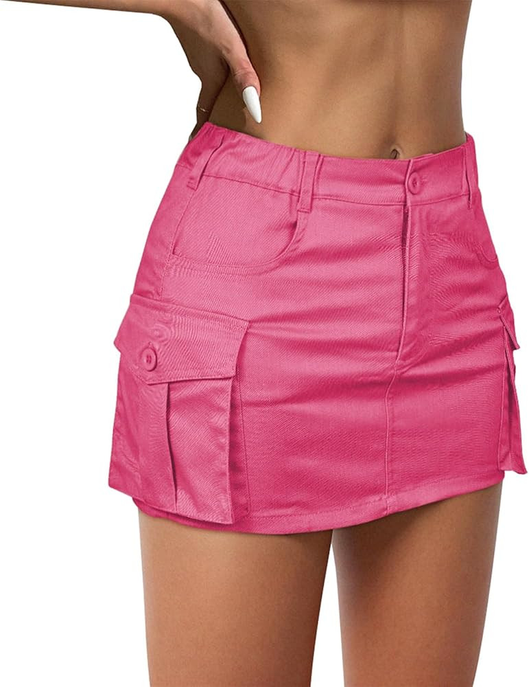 Century Star Mini Skirts for Women Y2k Cargo Skirt Low Waist Short Denim Skirt Bodycon with Pocke... | Amazon (CA)