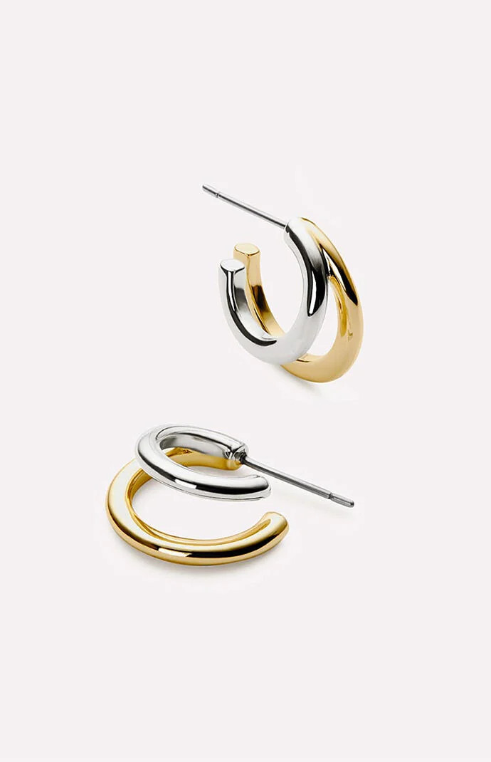 Ana Luisa Scarlett Two Tone Double Hoop Earrings in Gold And Silver | PacSun
