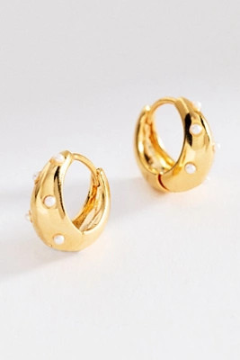Pearl-Dotted Hoop Earrings | Anthropologie (US)