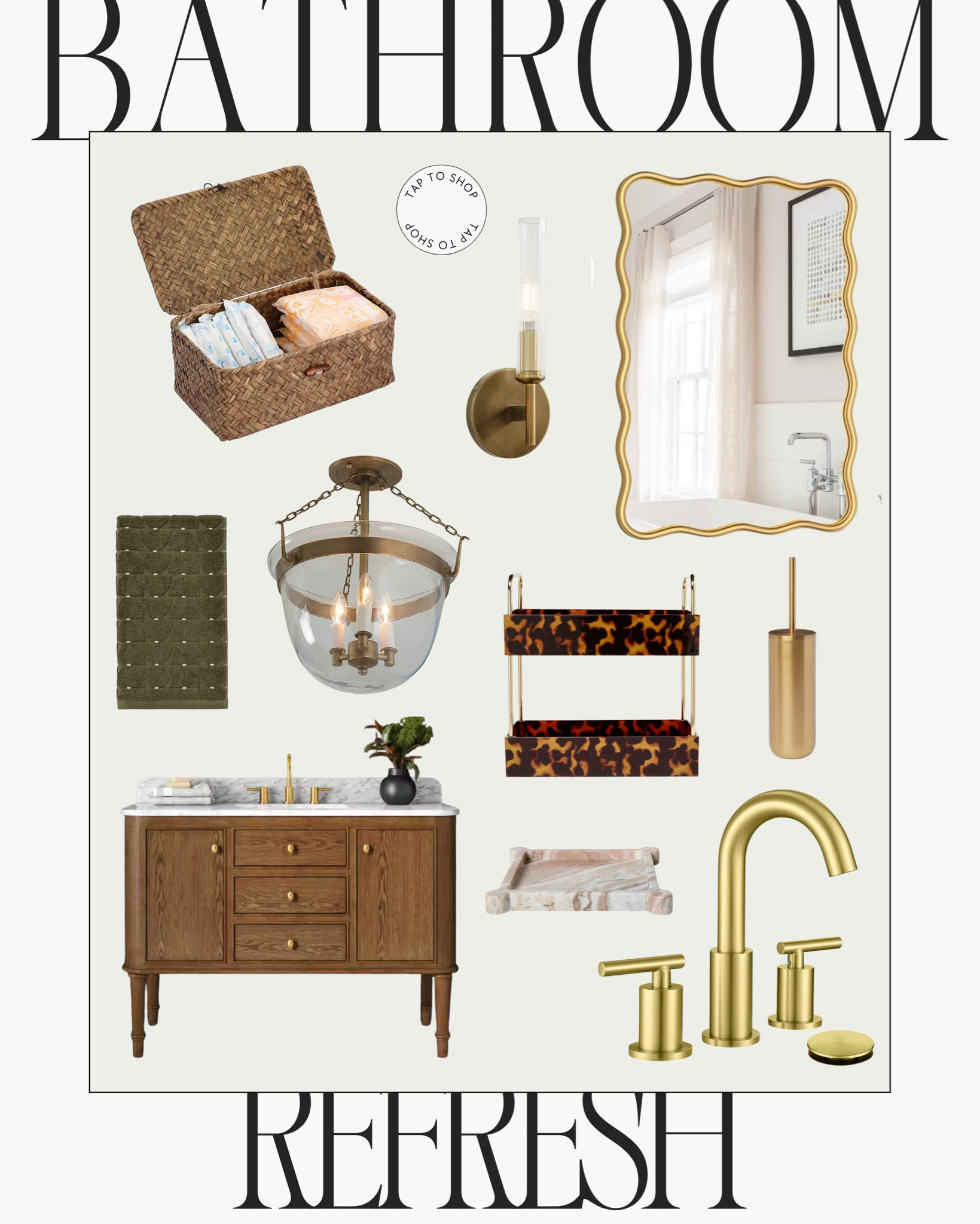 Bathroom // bathroom refresh // bathroom accents // gold accents // gold home // vanity // mirror 

#LTKHome #LTKSeasonal