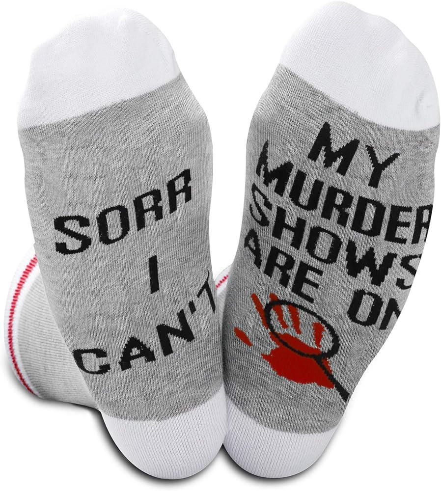 GJTIM 2PAIRS Novelty Gift Sorry I Can't My Murder Shows Are On Perfect Socks For Mystery Movie Lo... | Amazon (US)