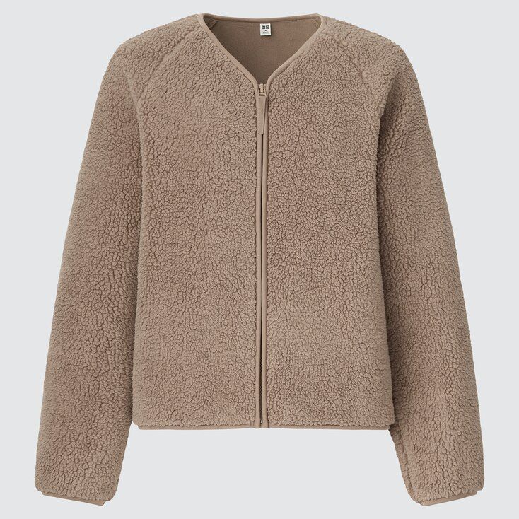 WOMEN SOFT PILE LINED FLEECE V NECK CARDIGAN | UNIQLO (UK)