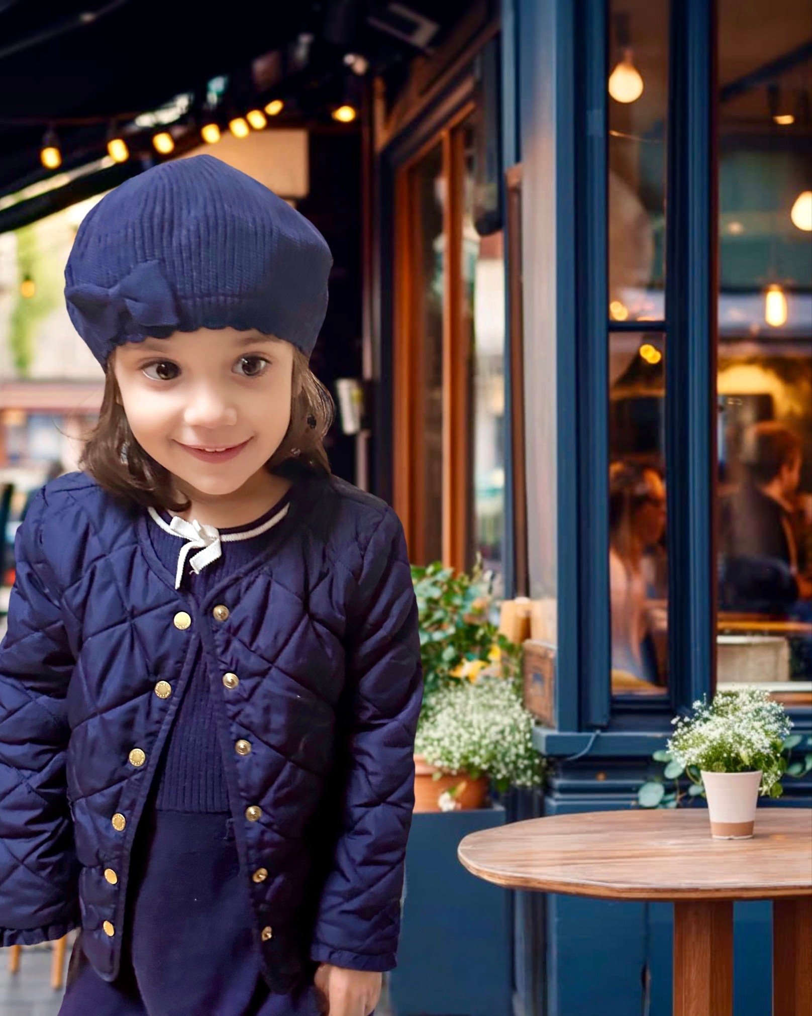 Parisian café vibes with our tiniest influencer ☕️💙 Eva Sophia Baby wearing Janie and Jack — classic, cozy, and oh-so chic. #LTKKids #MiniStyleIcon
