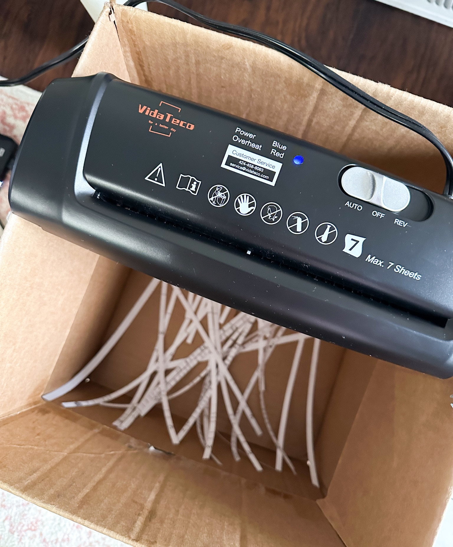 Portable / compact paper shredder! Our old one broke so I was able to find a small one on Amazon. Put it on top of a box or trash can to shred all your paper! Perfect for smaller spaces and easy storage. Amazon finds.