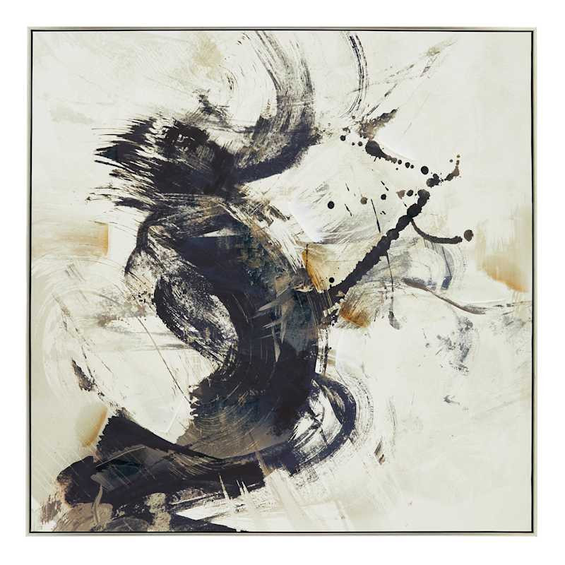 Crosby St. Abstract Hand Painted Wall Art with Black & Silver Frame, 40" | At Home