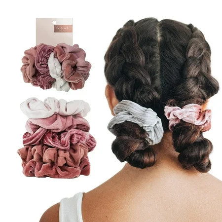 Kitsch Scrunchies Velvet Hair Scrunchies 5 Pack Blush/Mauve | Walmart (US)