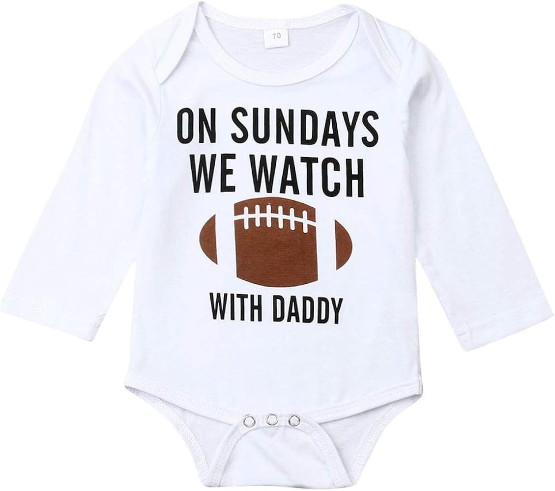 Funny Newborn Infant Baby Boy Girl On Sundays We Watch Football with Daddy Bodysuit Romper | Amazon (US)