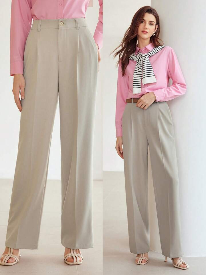 MOTF PREMIUM Solide Damen Anzughose Mit Gewebtem Vorderseam | SHEIN