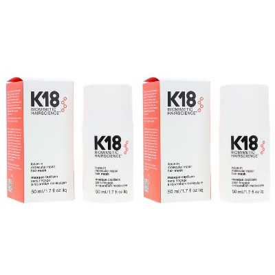 K18 Biomimetic HairScience Leave-In Molecular Repair Hair Mask (1.7 oz) - PACK OF 2 | Repairs Dry or Damaged Hair, Reverse Hair Damage K 18 | Target