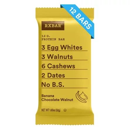 RXBAR Banana Chocolate Walnut Whole Food Protein Bar Gluten Free 12 Ct | Walmart (US)