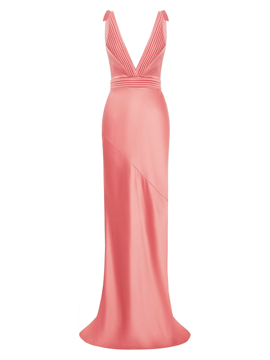 Women's Signature Beloved Sleeveless Satin Gown - Papaya - Size 4 | Saks Fifth Avenue