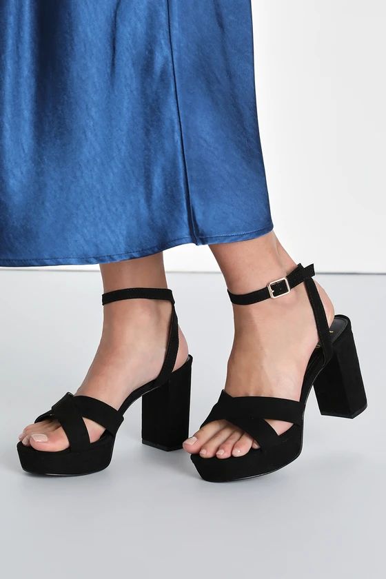 Selah Black Suede Ankle Strap Heels | Lulus (US)
