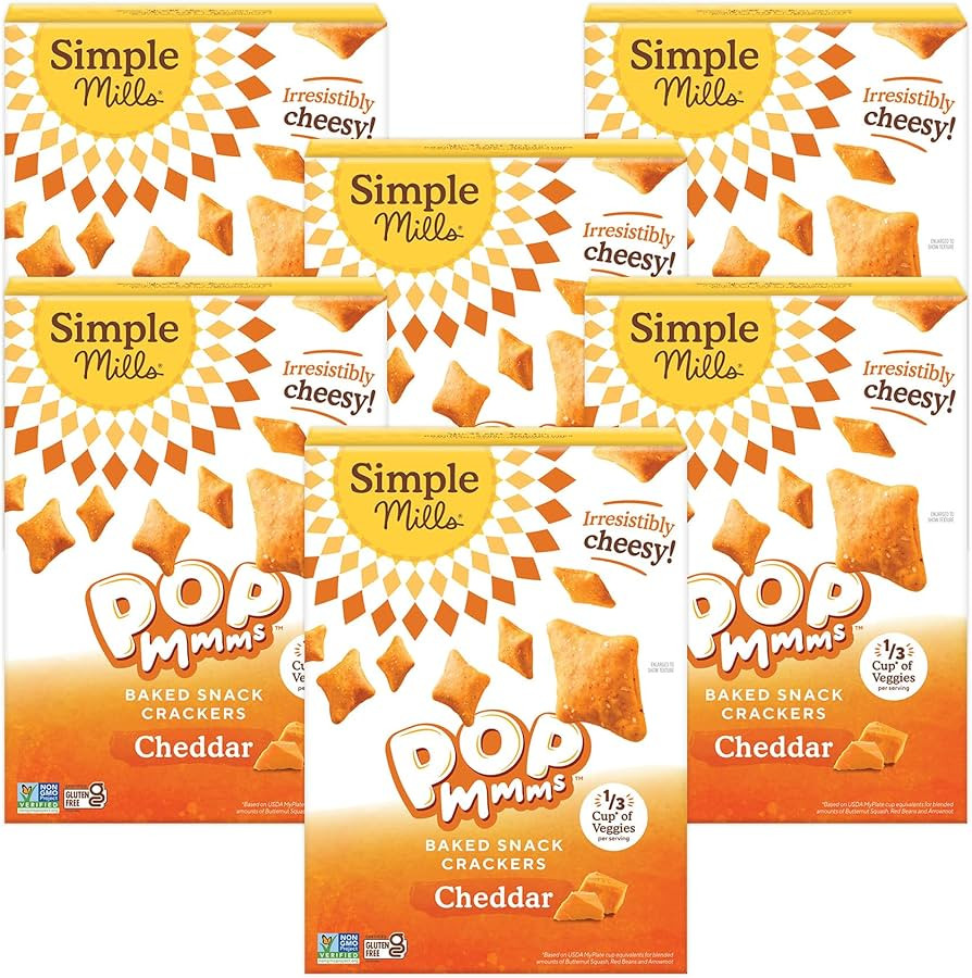 Simple Mills Pop Mmms Veggie Flour Baked Snack Crackers, Cheddar, Nothing Artificial, Kosher, Glu... | Amazon (US)