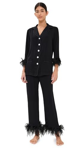 Sleeper Women's Party Pajama Set with Double Feathers, Black, S | Amazon (US)