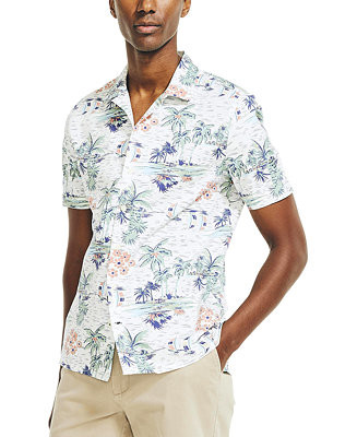 Nautica Men's Stretch Cotton Tropical Printed Poplin Short-Sleeve Shirt  & Reviews - Casual Butto... | Macys (US)