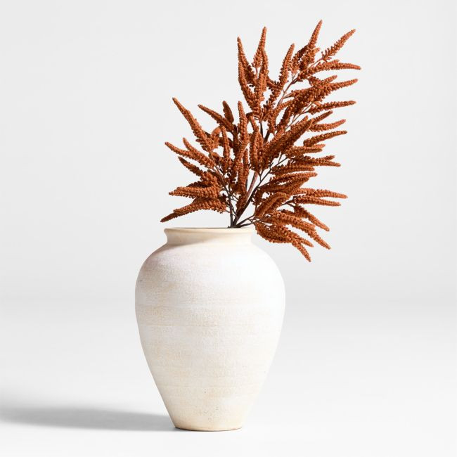 Faux Bronze Amaranthus Stem Botanical Arrangement in Ophelia Ceramic Vase | Crate & Barrel