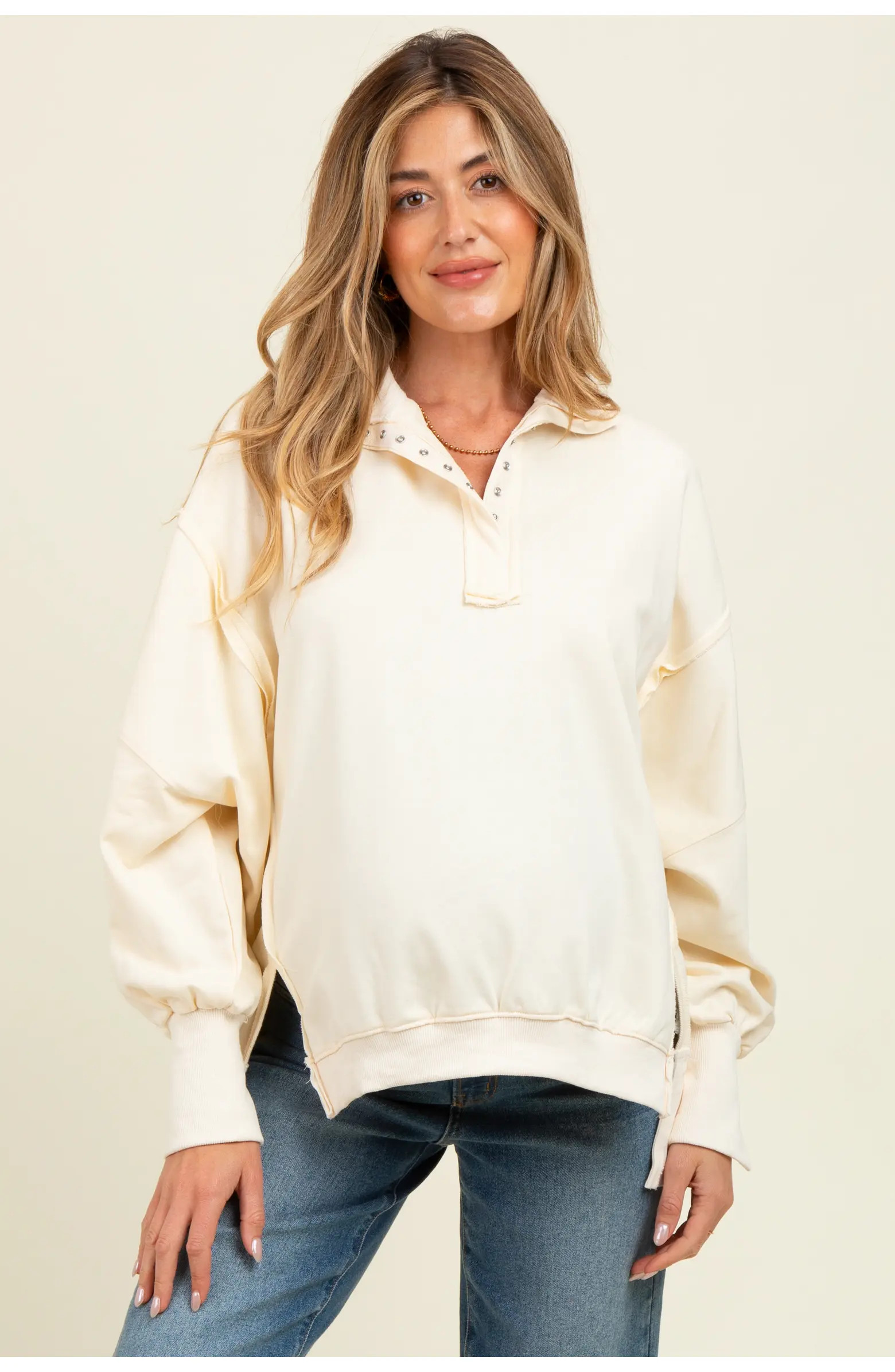Snap Button Pullover Henley Sweatshirt | Nordstrom