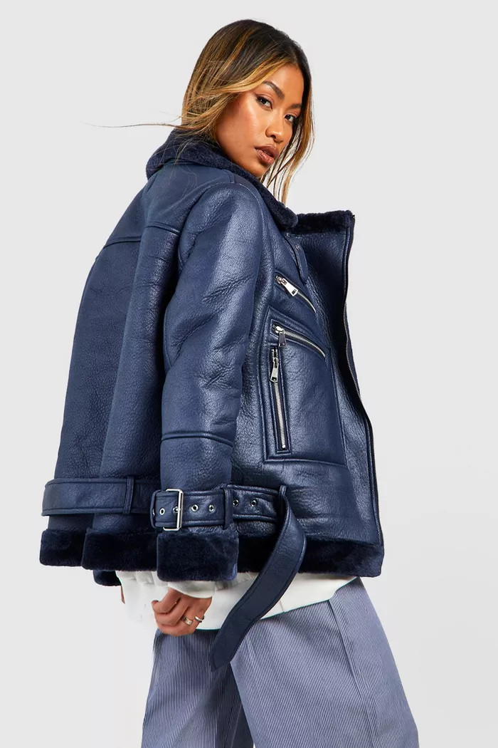 Faux Fur Trim Aviator Jacket | Boohoo.com (UK & IE)