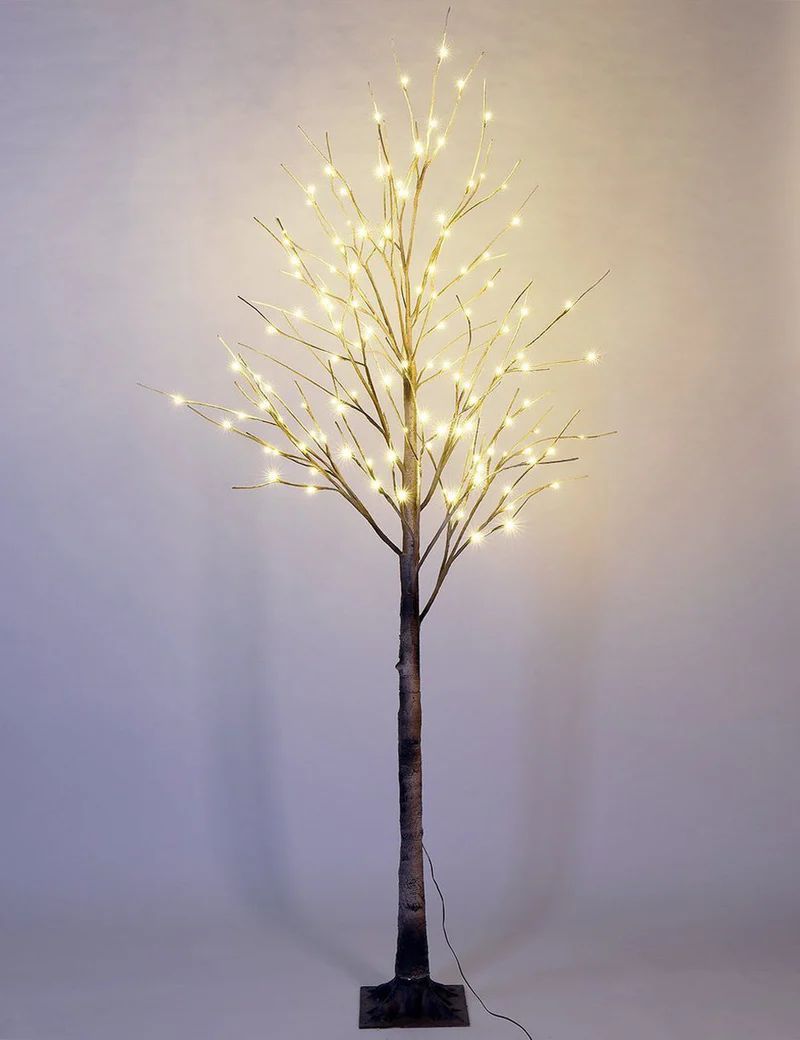 8ft Lighted Birch Tree, Brown Finish | E Home International