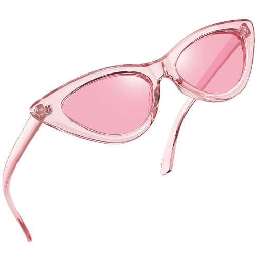 Joopin Polarized Clear Pink Cat Eye Sunglasses UV Protection, Chunky Frame Cateye Sun Glasses, Designer Shades Sunnies Party | Amazon (US)