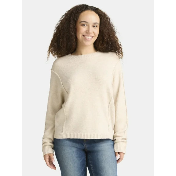 Time and Tru Women's Seamed Sweater with Long Sleeves, Midweight, Sizes XS-XXXL | Walmart (US)