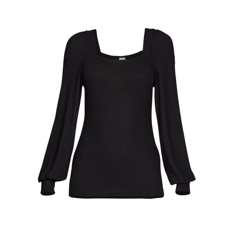 Sofia Jeans by Sofia Vergara Women's Cozy Square Neck Top - Walmart.com | Walmart (US)