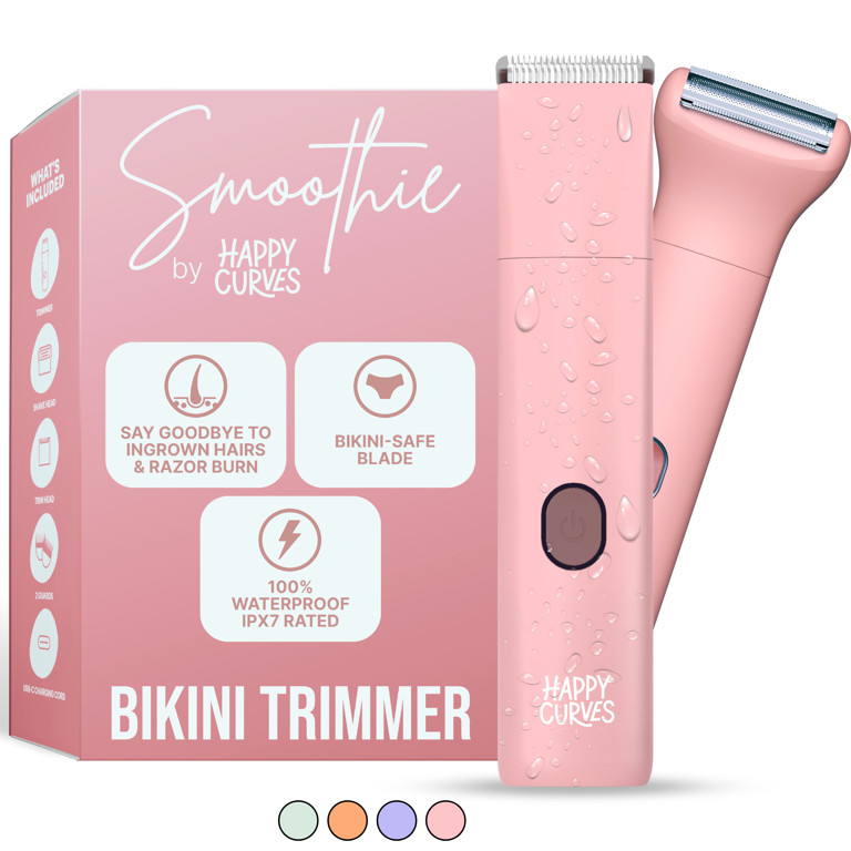 HAPPY CURVES Smoothie Bikini Trimmer, Waterproof Electric Shaving Razor for Women (Guava) | Walmart (US)