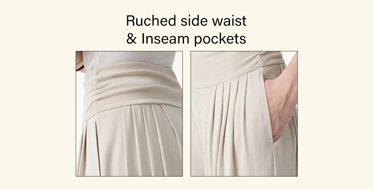 Sandwashed Super Flowy Tucked Palazzo Pant with Pockets | OGLmove