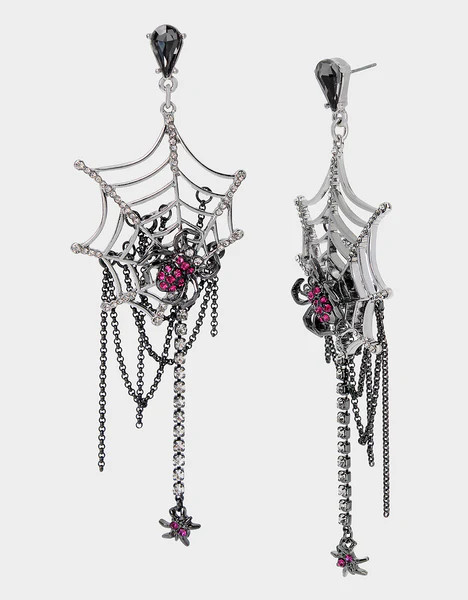 RICH WITCH SPIDER CHANDELIER EARRINGS RED | Betsey Johnson