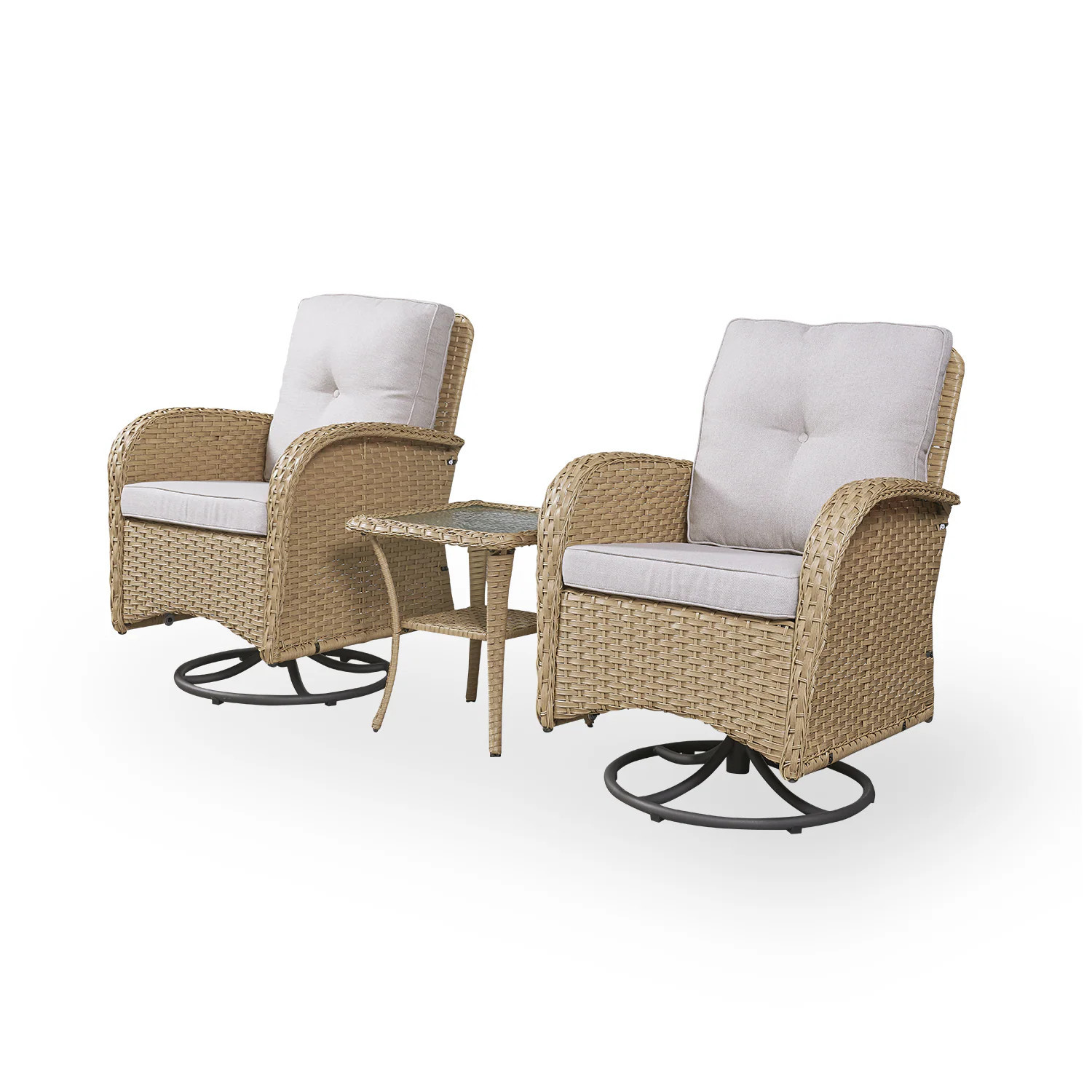 Rilyson New wicker 3 -Piece Wicker Patio Conversation Set with Yellow Cushions one_size | FS040-1 | Lowe's