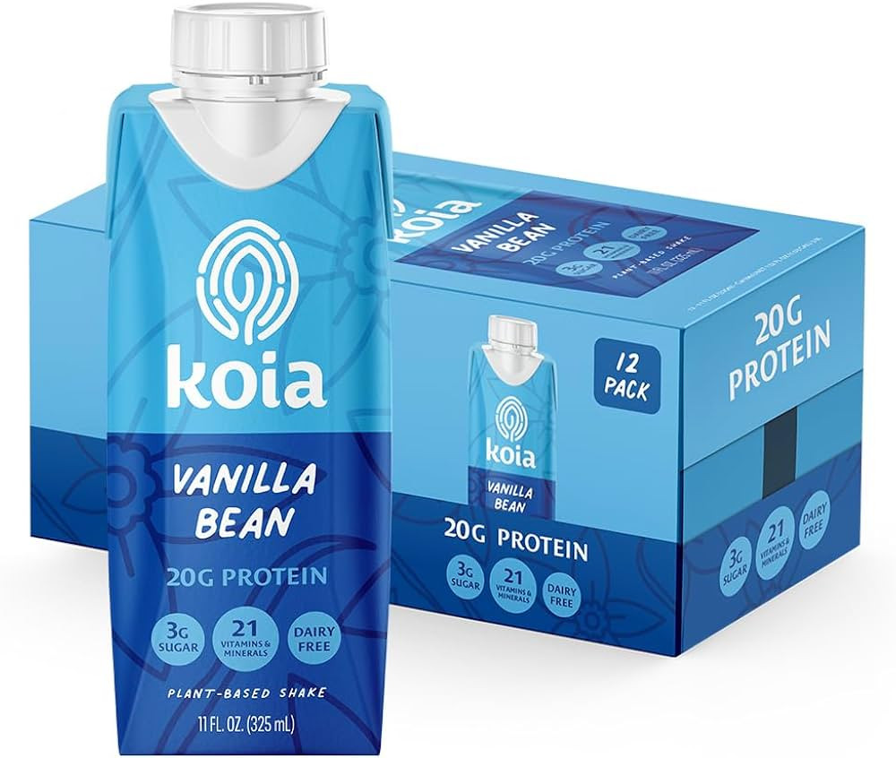 Koia - Plant Based Protein Shake - Vanilla Bean - 20g Protein, 3g Sugar, 6g Prebiotic Fiber, 21 V... | Amazon (US)