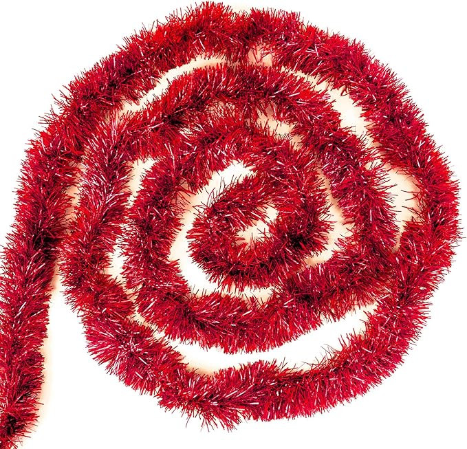 GEX Christmas Tinsel Garland 33 Ft. Sparkly Streamer Xmas Tree Decor Hanging Holiday Tinsel Valen... | Amazon (US)