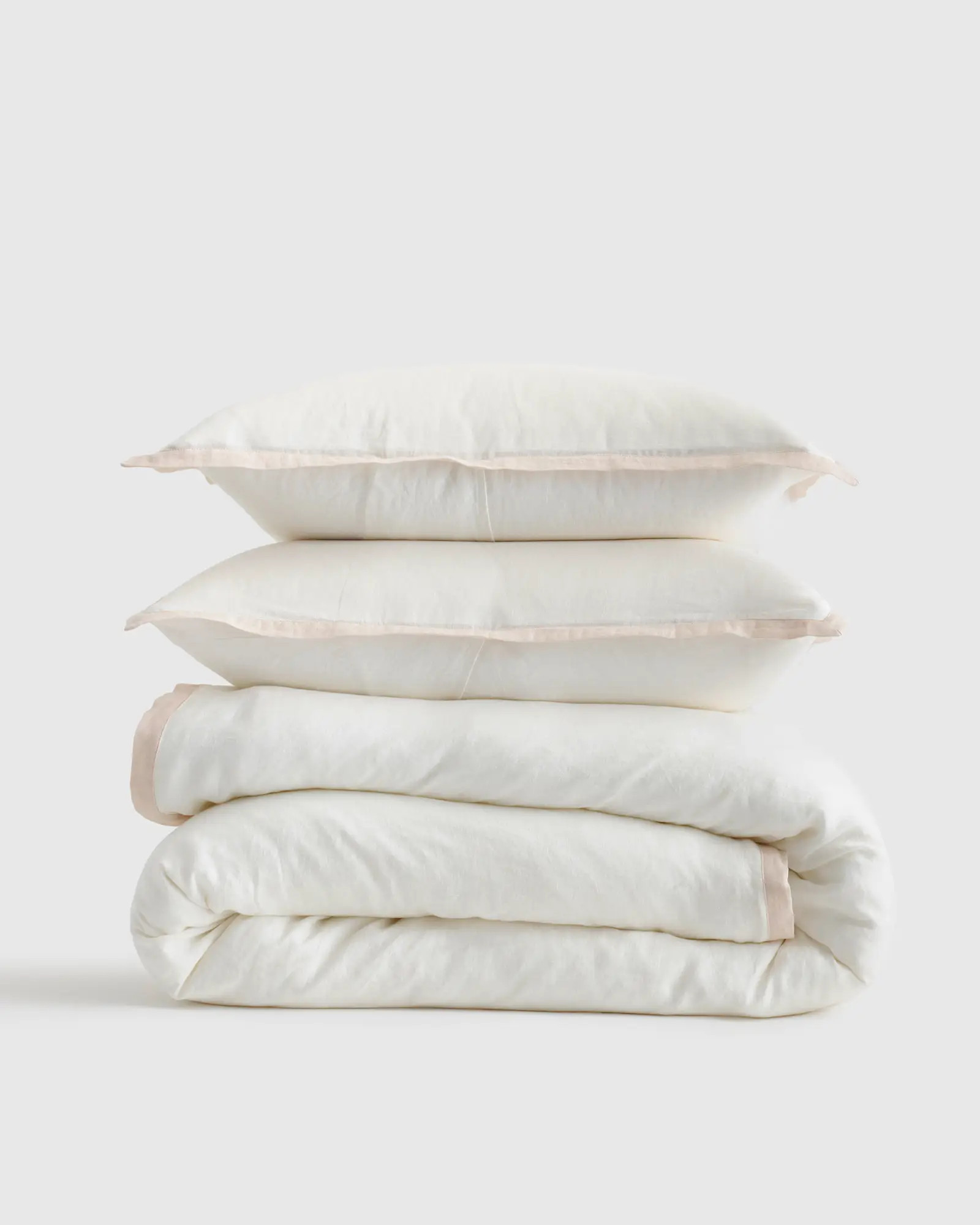 European Linen Contrast Flange Duvet Cover Set | Quince