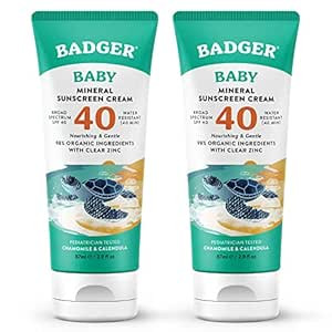 Badger SPF 40 Baby Sunscreen Cream (2 Pack) - Reef-Friendly Broad-Spectrum Water-Resistant Baby S... | Amazon (US)