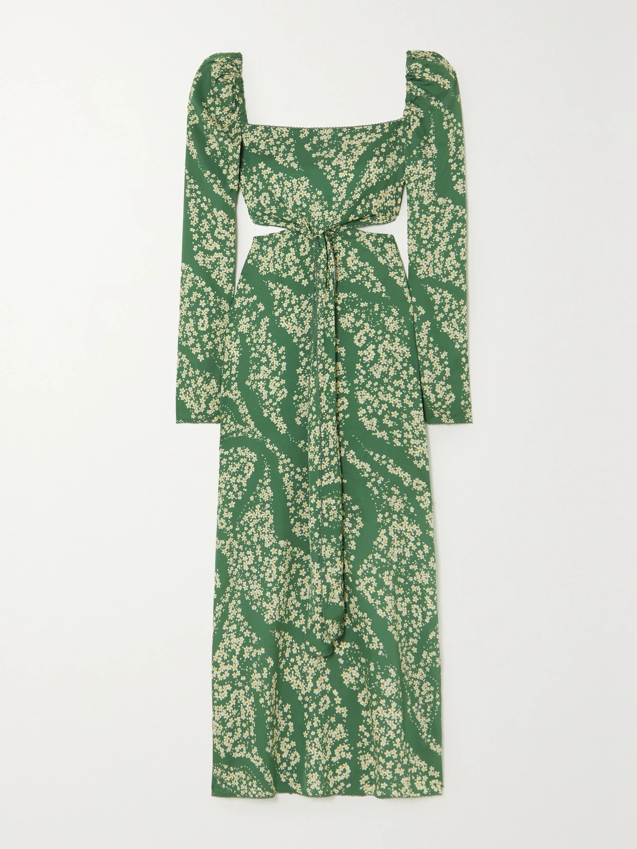 Agua by Agua Bendita - Cuarzo Astro Esmeralda Cutout Floral-print Twill Maxi Dress - Green | NET-A-PORTER (UK & EU)