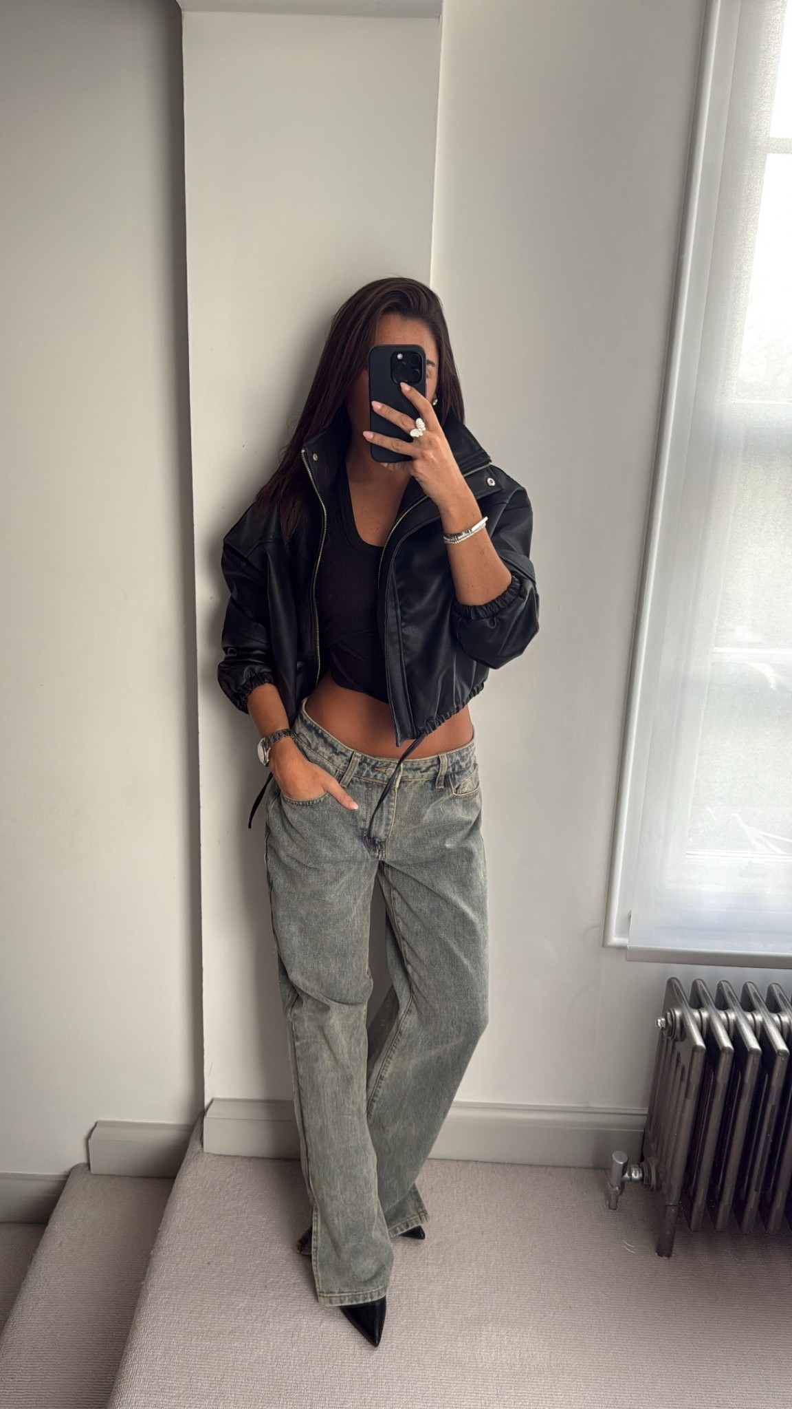 Casual outfit,  jeans and a top, leather jacket, autumn outfit, jeans, basic top

#LTKuk #LTKjeans #LTKwinter