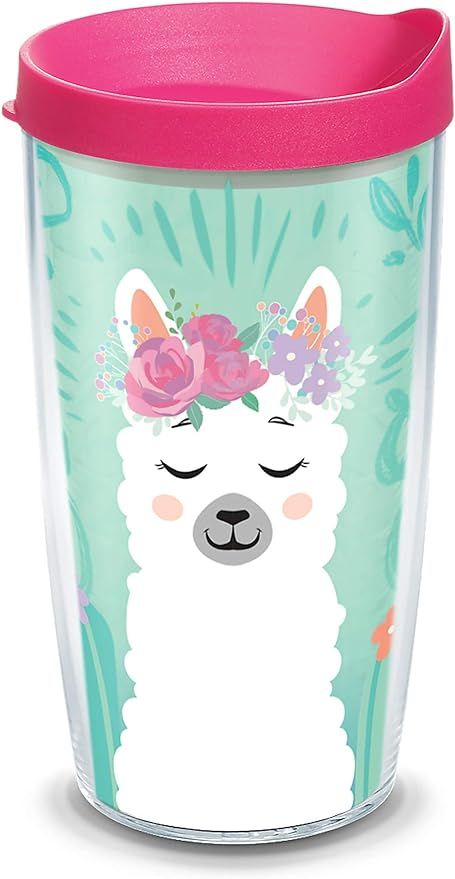 Tervis Llama Flora Insulated Tumbler with Wrap and Fuchsia Travel Lid, 1 Count (Pack of 1), Clear | Amazon (US)