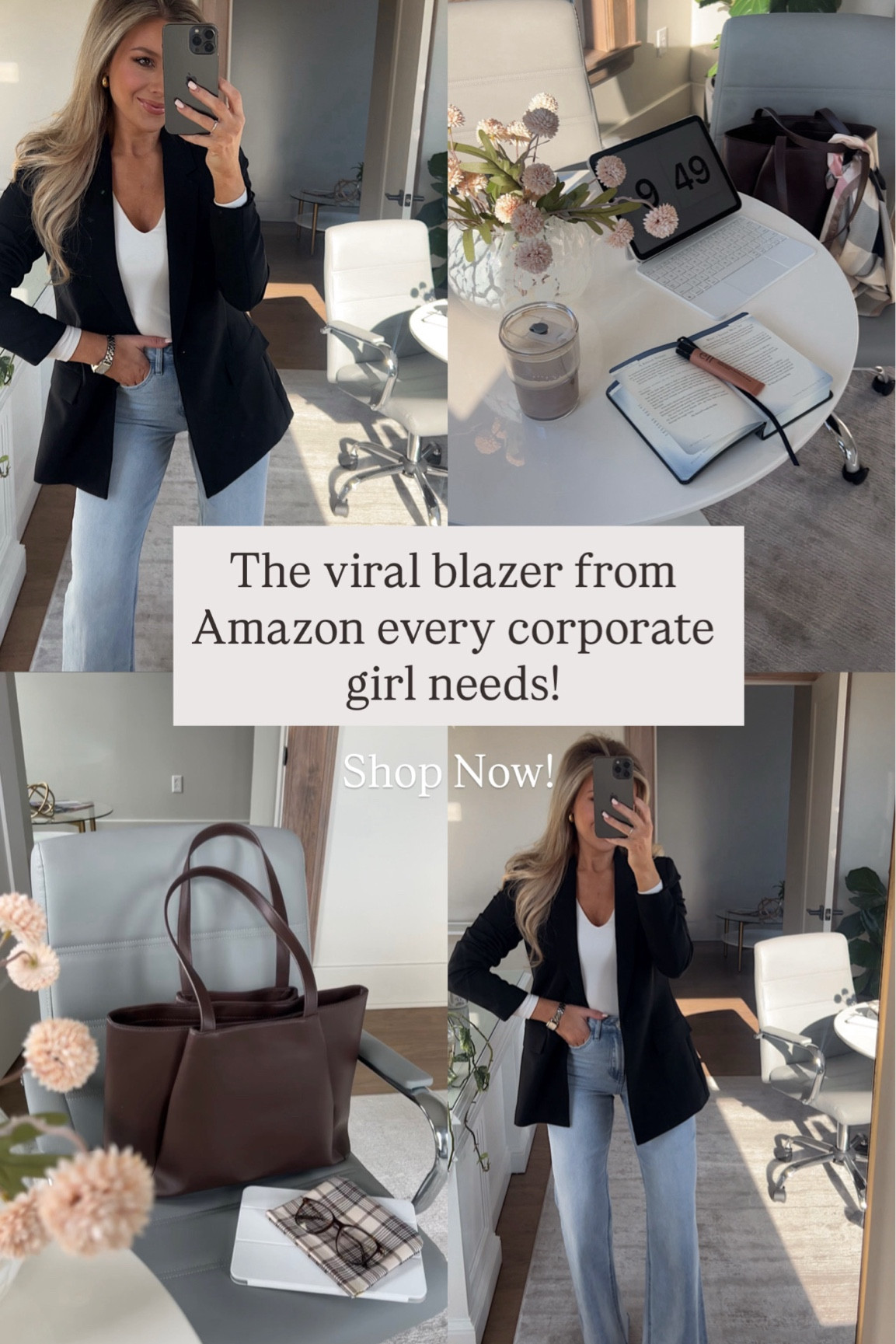 Obsessed with this black blazer!! Also- jeans don’t gap at the waist! Such a good business casual outfit for the office!! 

Wearing XXS in blazer 
26 in jeans! 


Black blazer, office outfits, amazon outfits 


#LTKootd