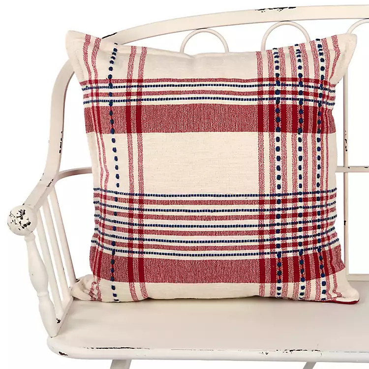 Red Woven Plaid Pillow | Kirklands