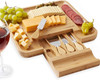 Click for more info about Casafield Organic Bamboo Cheese Cutting Board & Knife Gift Set - Wooden Serving Tray for Charcute...