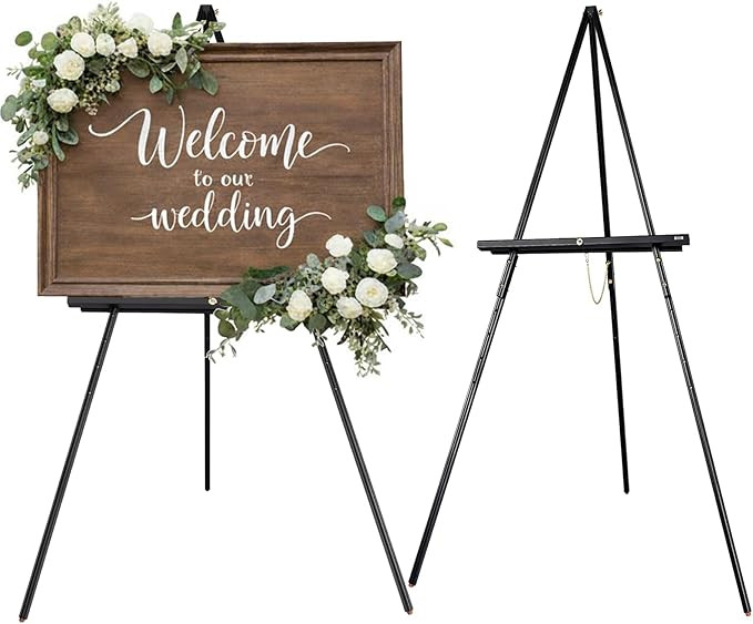DJAR 63" Wooden Easel Stand for Sign, Adjustable Height, Black | Sturdy Floor Stand for Wedding W... | Amazon (US)